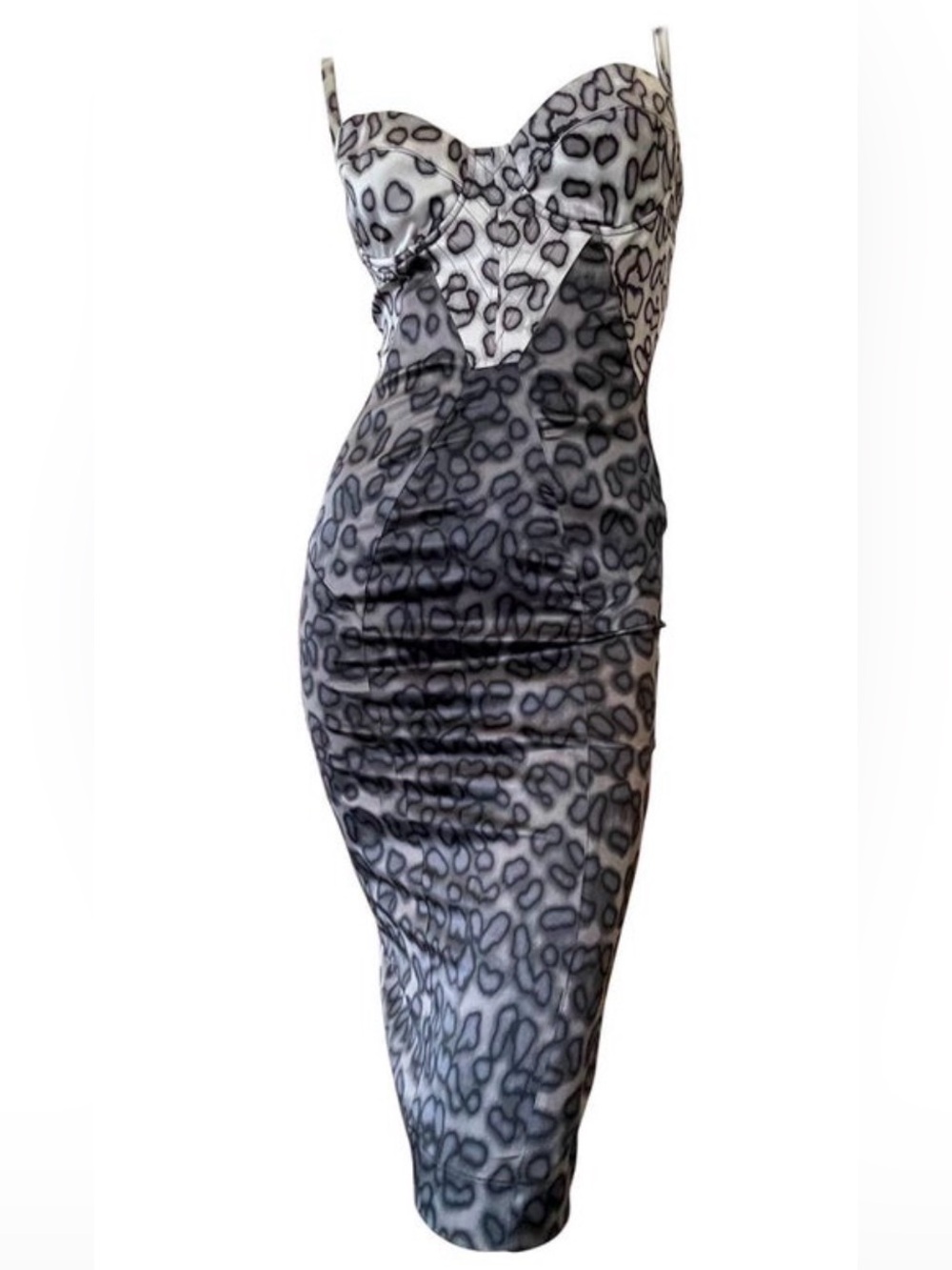 Just Cavalli Gray Leopard-Print Corset/Bustier style Bodycon Dress